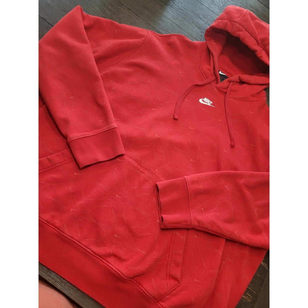 Vintage Nike Center Swoosh Check All Over PRINT Sweatshirt Hoodie Red Size 2XL - Picture 4 of 9